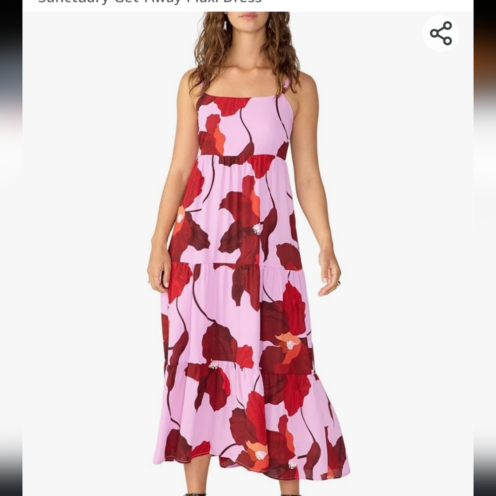 Sanctuary Women’s Size 2X Get Away Tie Back Floral Maxi Dress New with Tags